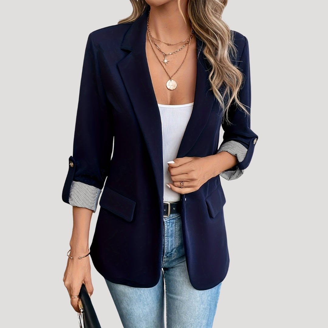 Women's classic tailored blazer with roll-up sleeves