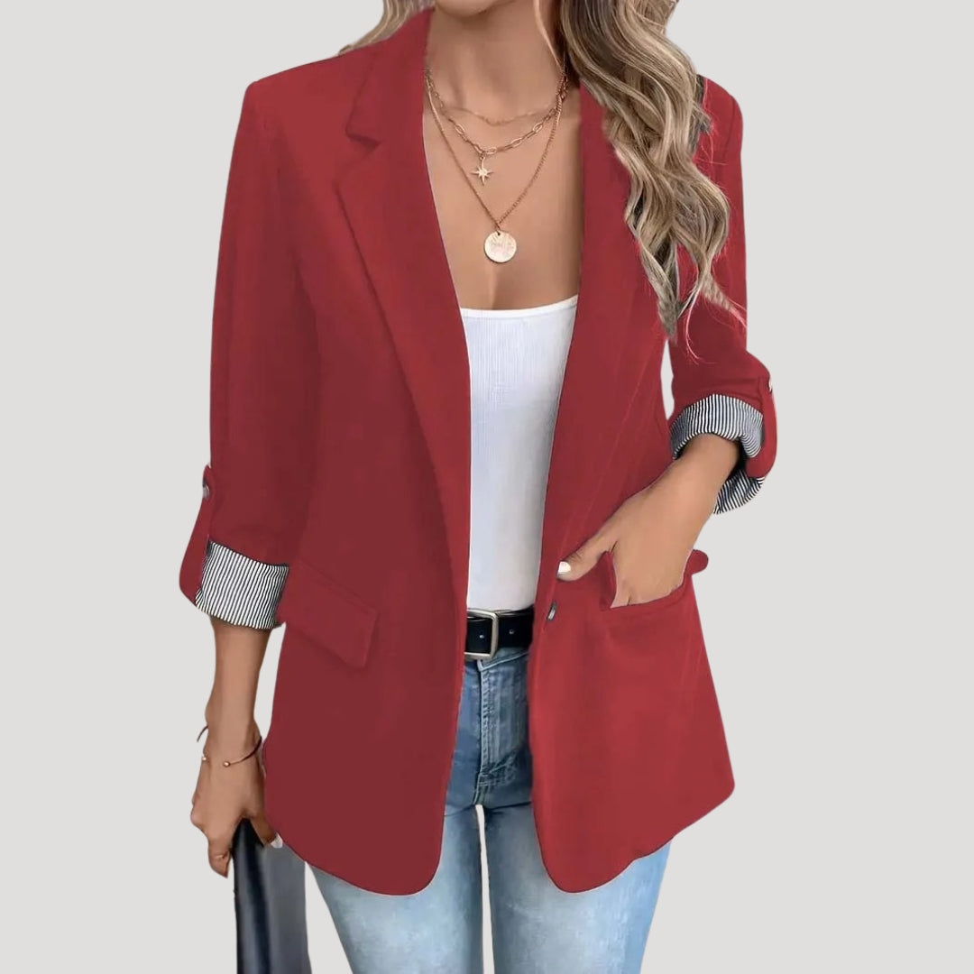 Women's classic tailored blazer with roll-up sleeves