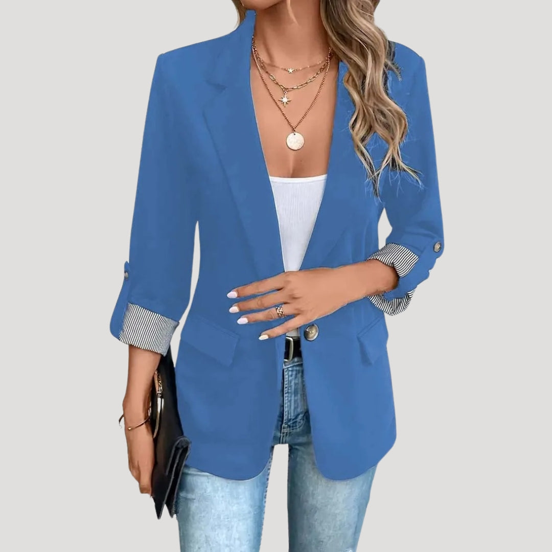 Women's classic tailored blazer with roll-up sleeves