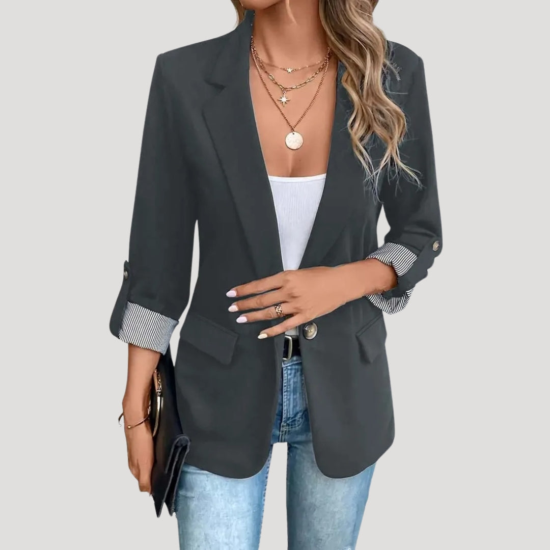 Women's classic tailored blazer with roll-up sleeves