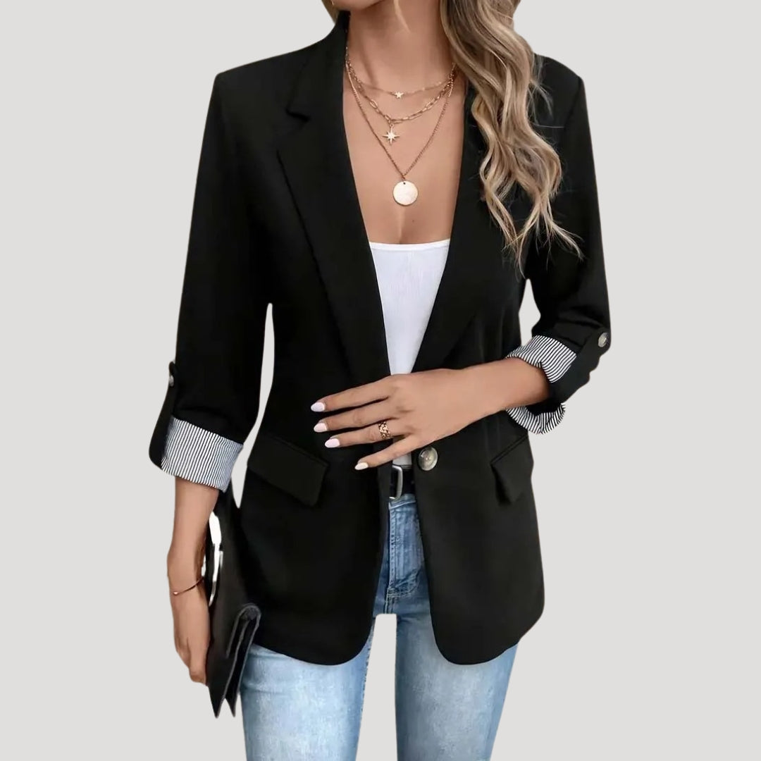 Women's classic tailored blazer with roll-up sleeves