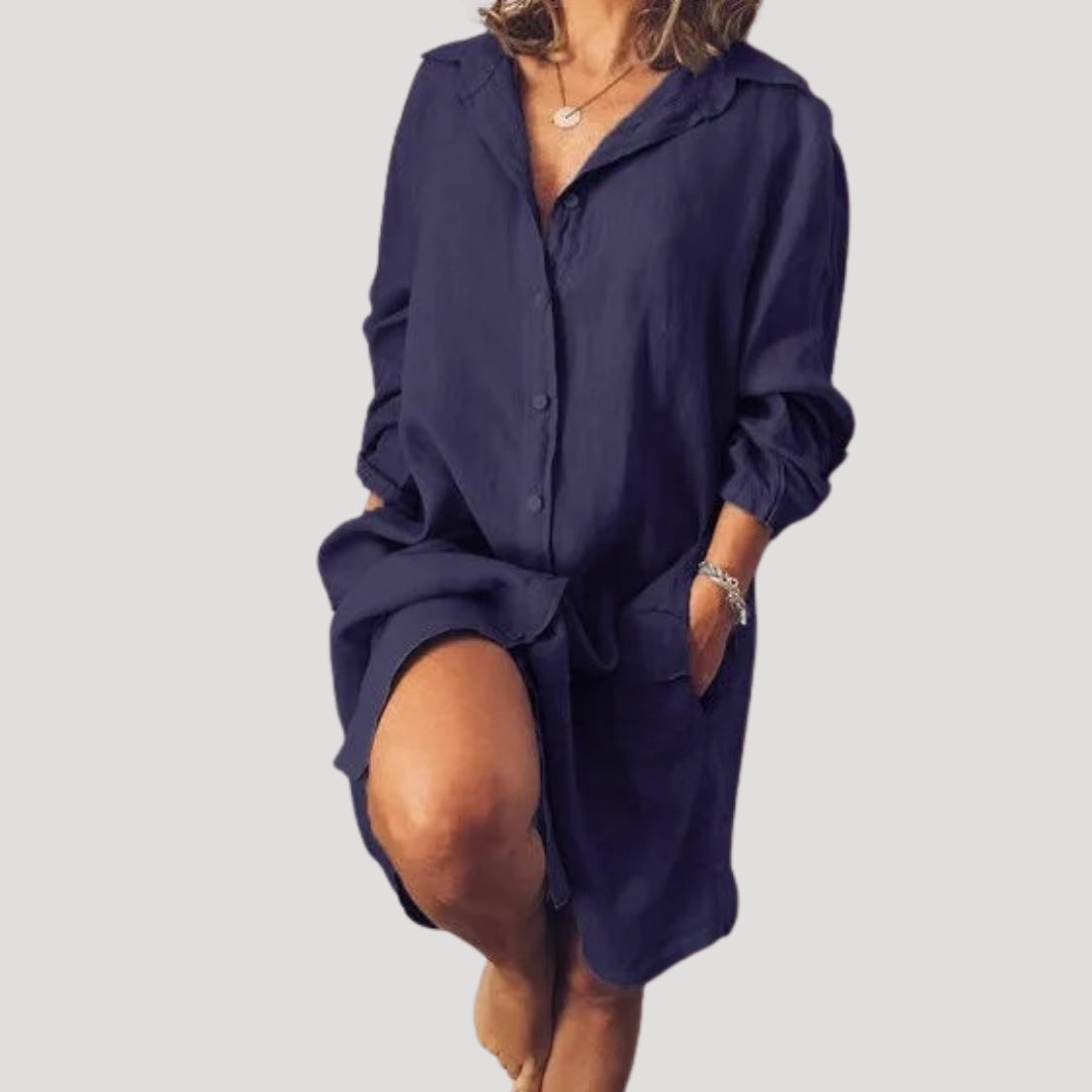 Shirt Dress – Polyester Blend – Casual Everyday Style