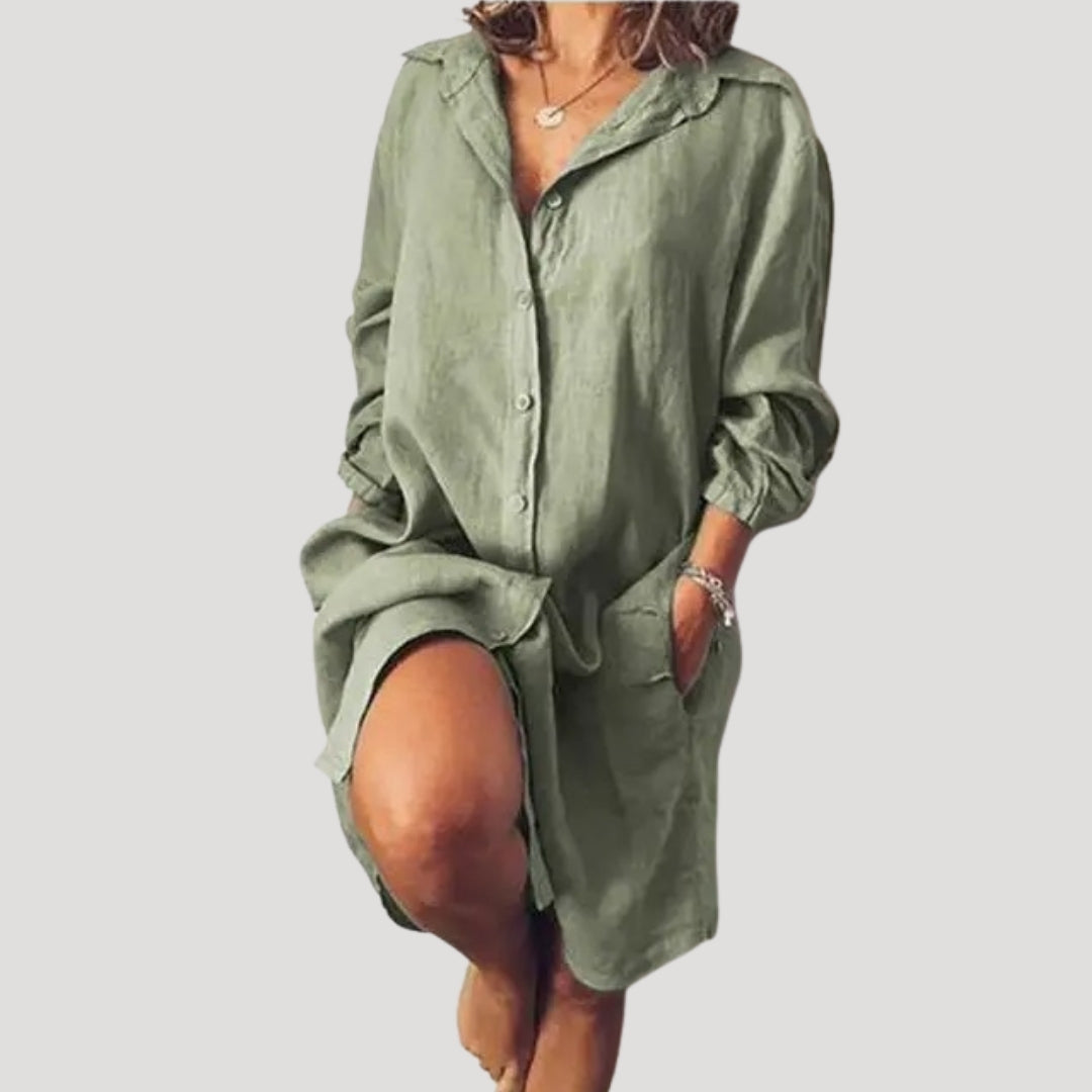 Shirt Dress – Polyester Blend – Casual Everyday Style