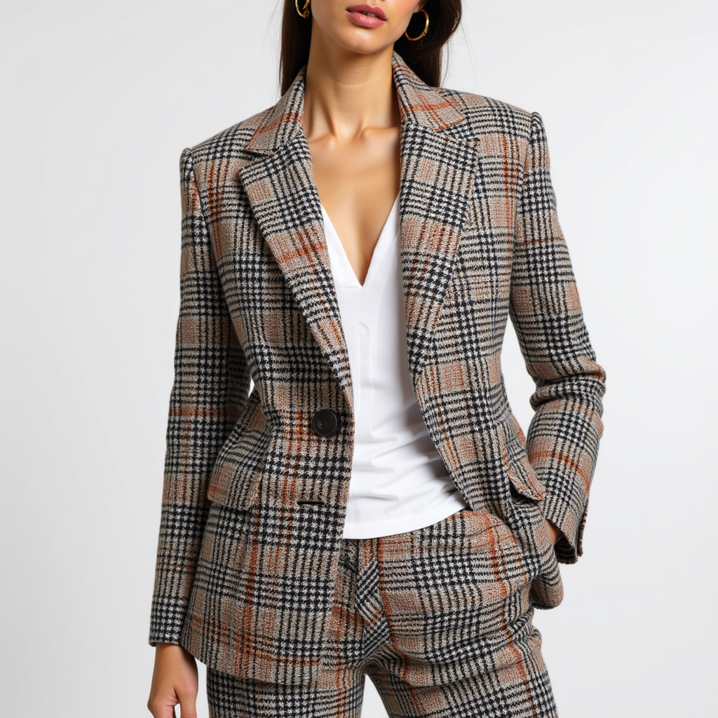 Oversized Blazer – Check Pattern – Statement Layer for Office & Beyond