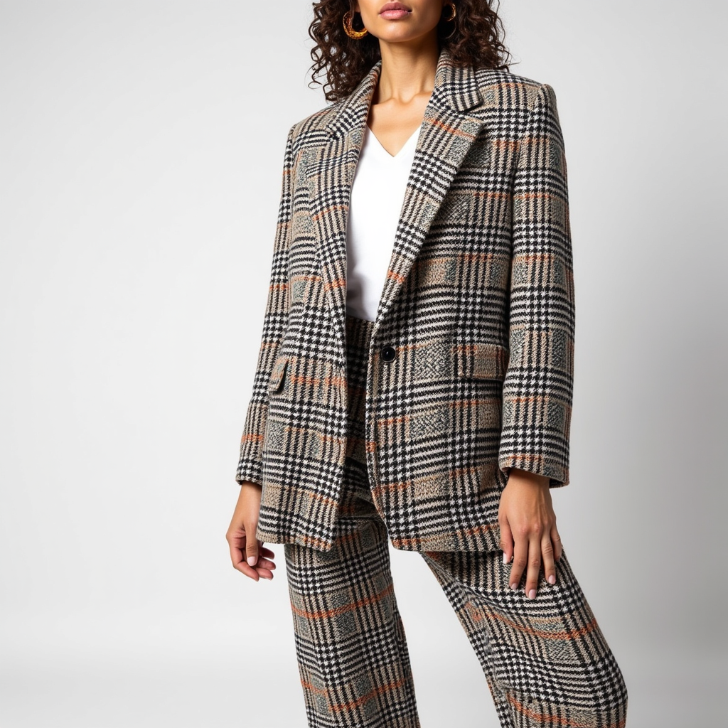 Oversized Blazer – Check Pattern – Statement Layer for Office & Beyond