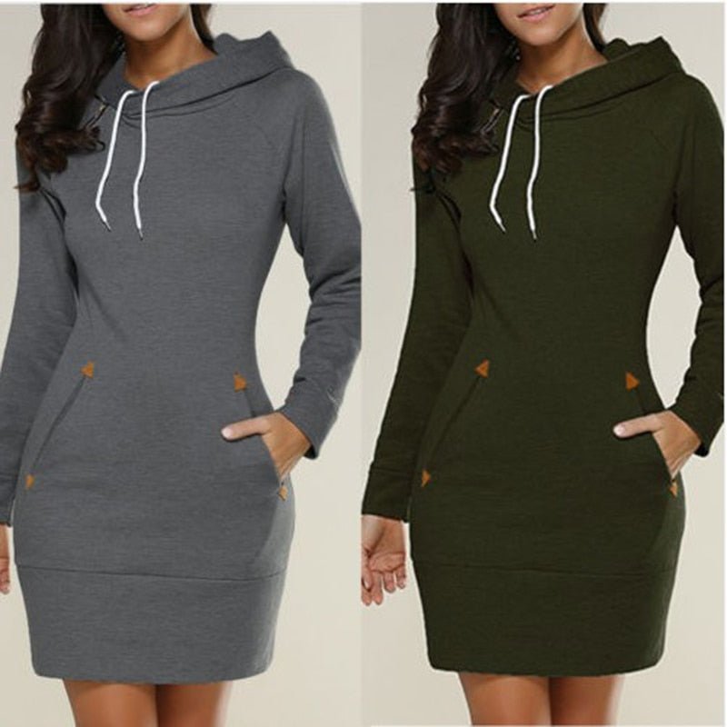 Sweater Dress – Hooded Style – Casual Everyday Look