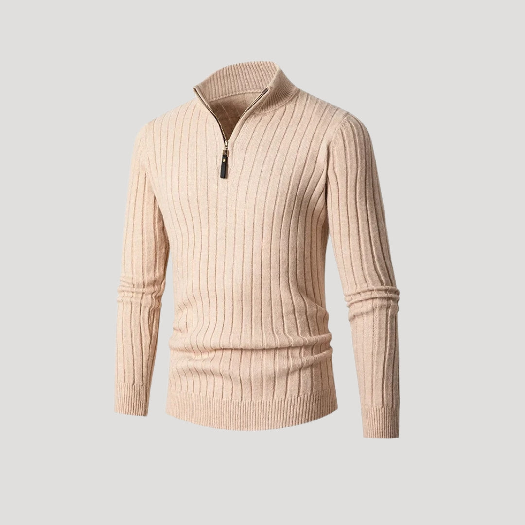 Men’s Ribbed Knit Sweater – Half Zip – Smart Winter Style