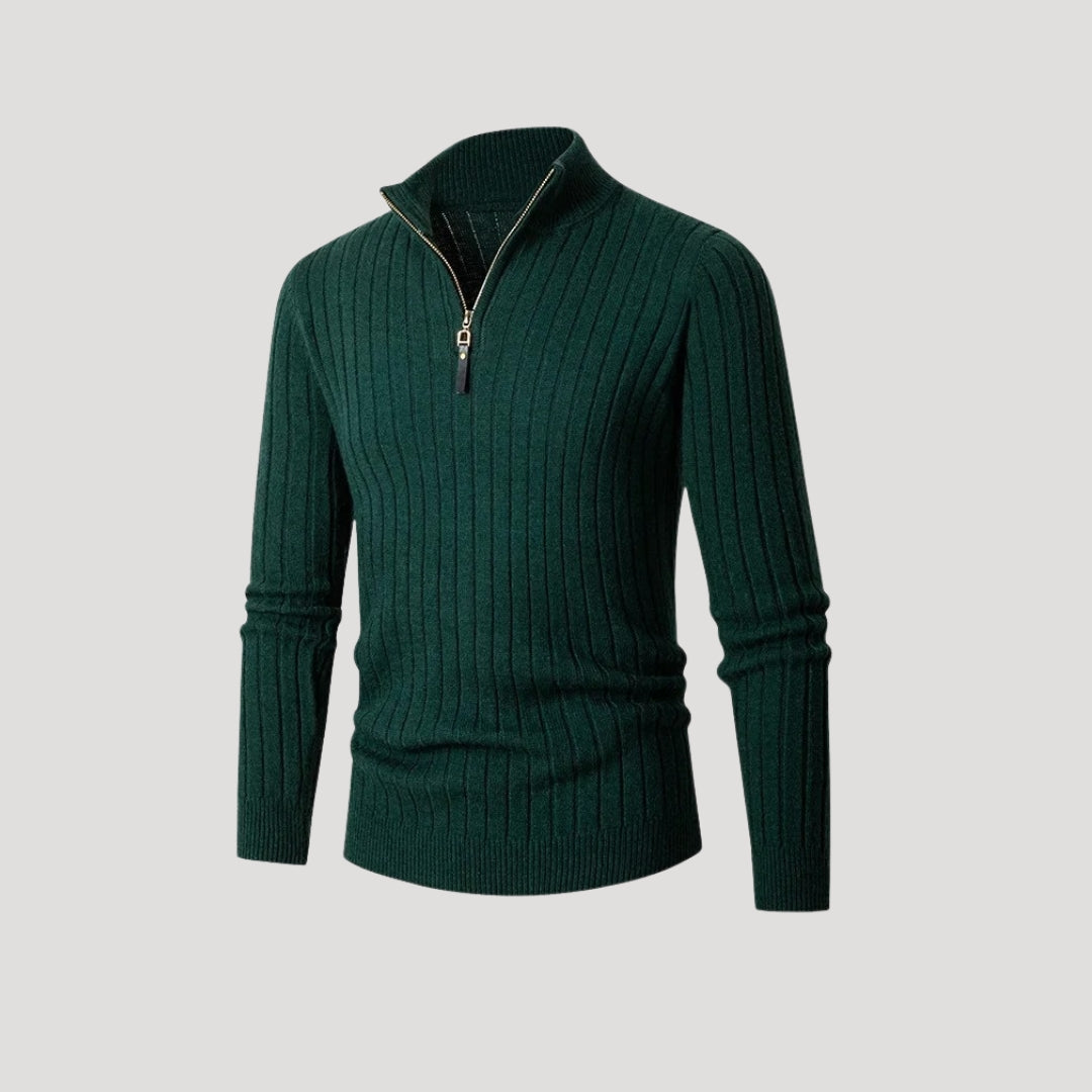 Men’s Ribbed Knit Sweater – Half Zip – Smart Winter Style