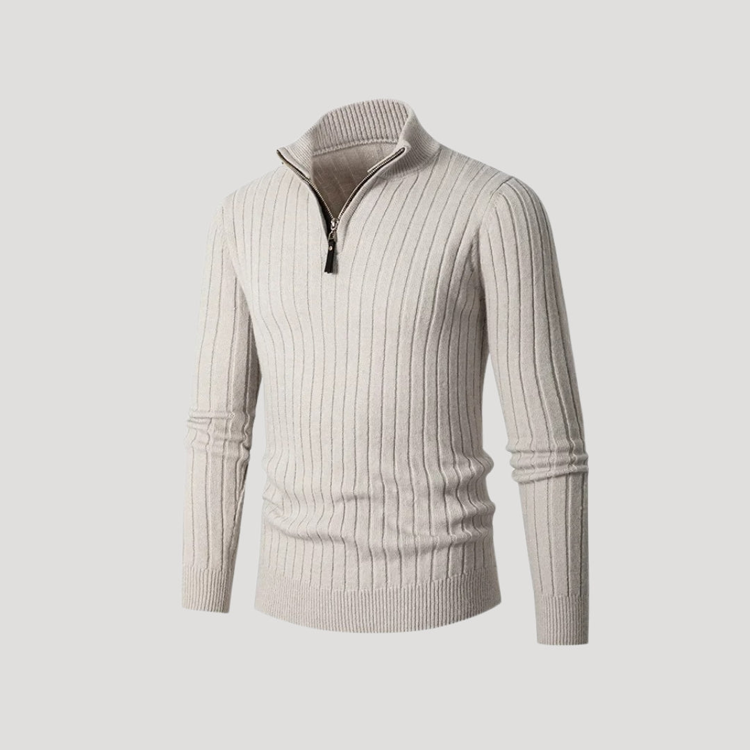 Men’s Ribbed Knit Sweater – Half Zip – Smart Winter Style