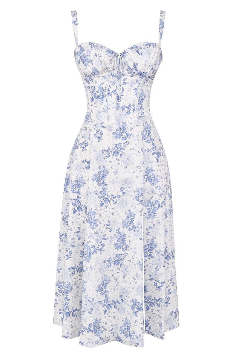 Strapless Midi Dress – Floral Print – Romantic Garden Party Style