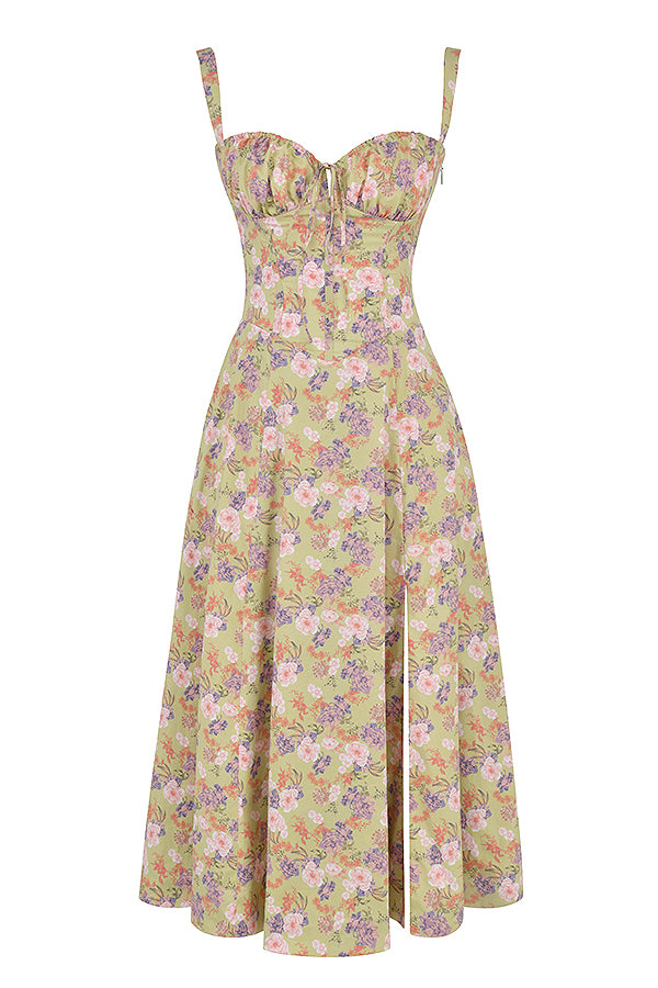 Strapless Midi Dress – Floral Print – Romantic Garden Party Style