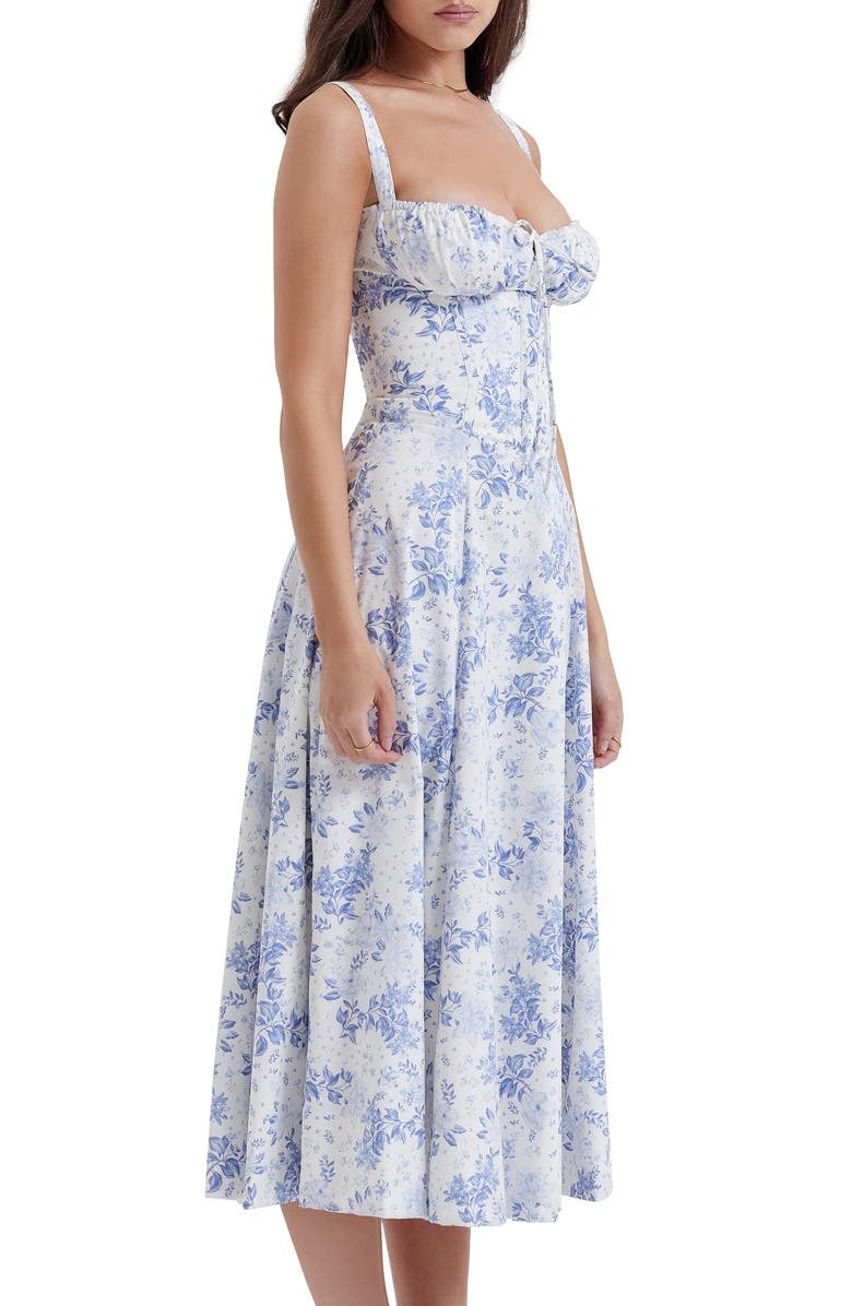 Strapless Midi Dress – Floral Print – Romantic Garden Party Style