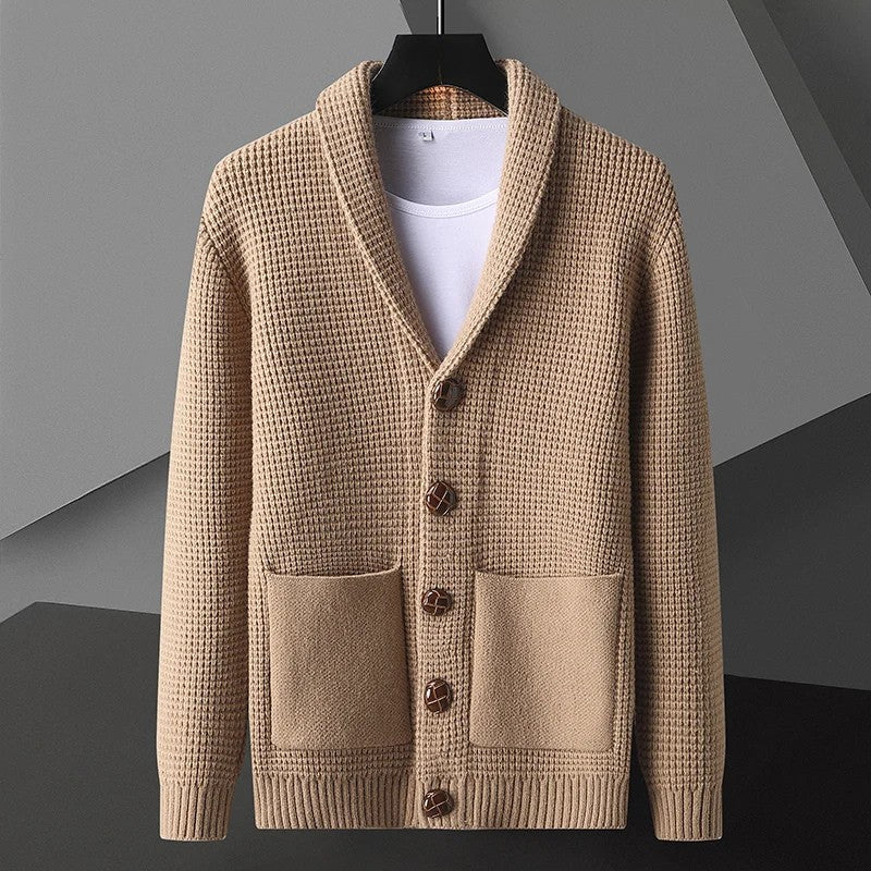 Cardigan Sweater – Waffle Knit – Casual Lounge Style