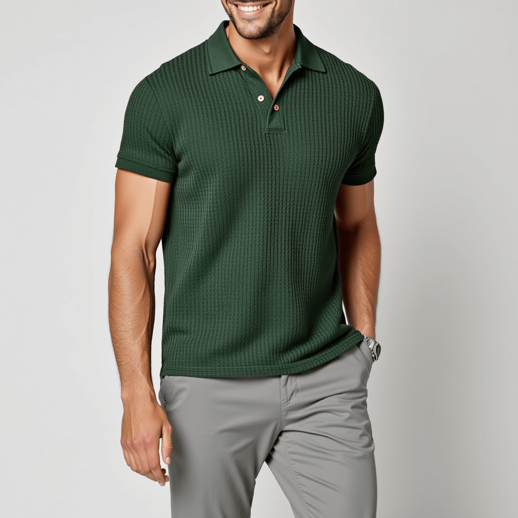 Polo Shirt – Textured Knit – Casual Smart Look