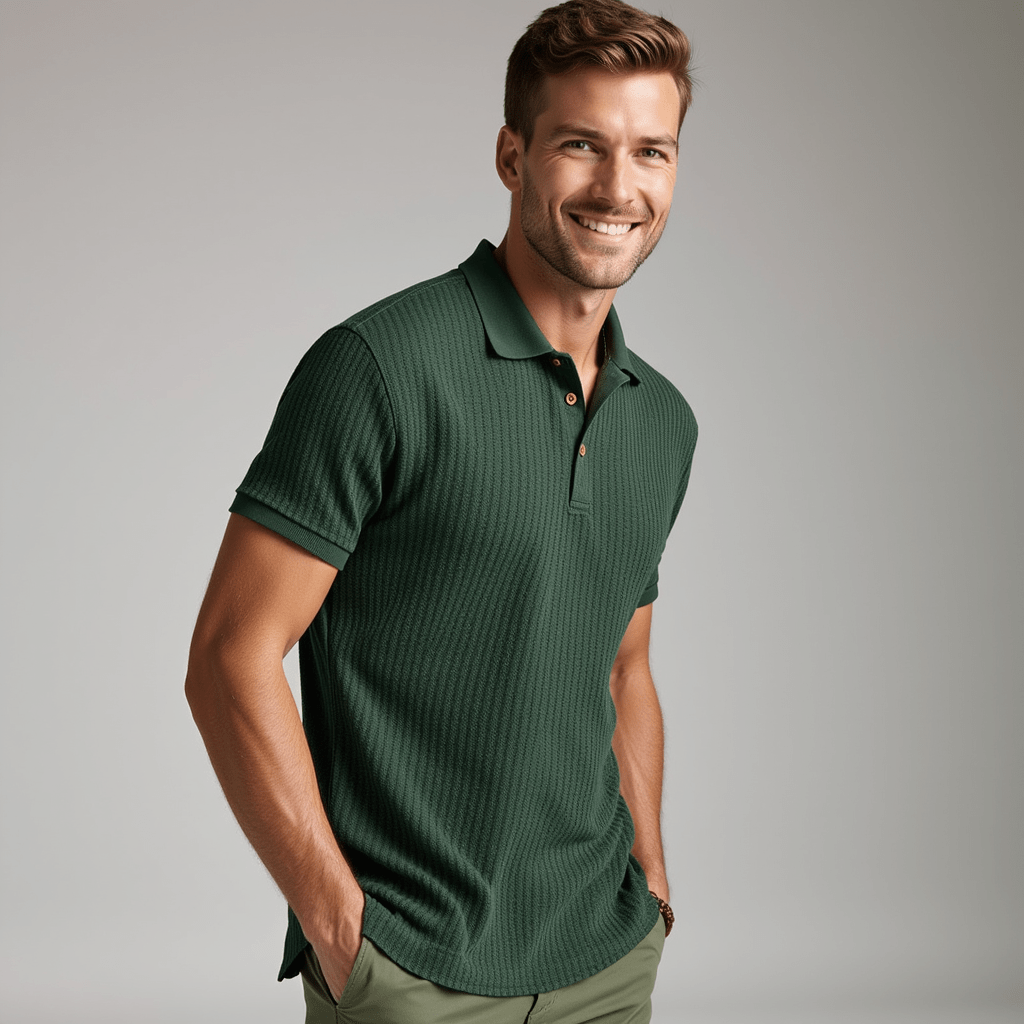 Polo Shirt – Textured Knit – Casual Smart Look