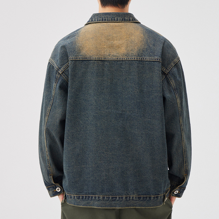 Men’s Denim Jacket – Vintage Wash – Distressed Streetwear Look