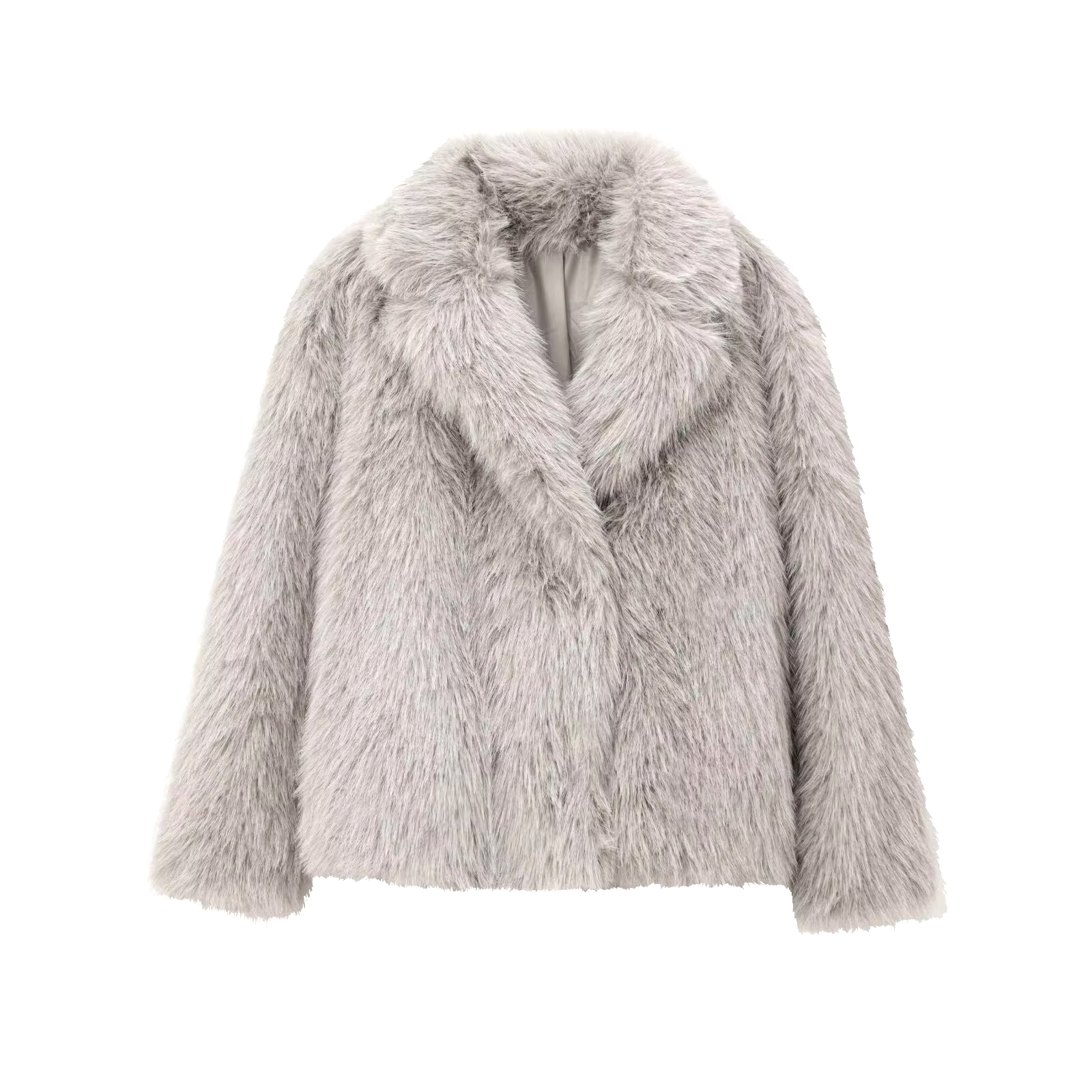 Faux Fur Coat – Soft Grey – Luxe Winter Glam Style