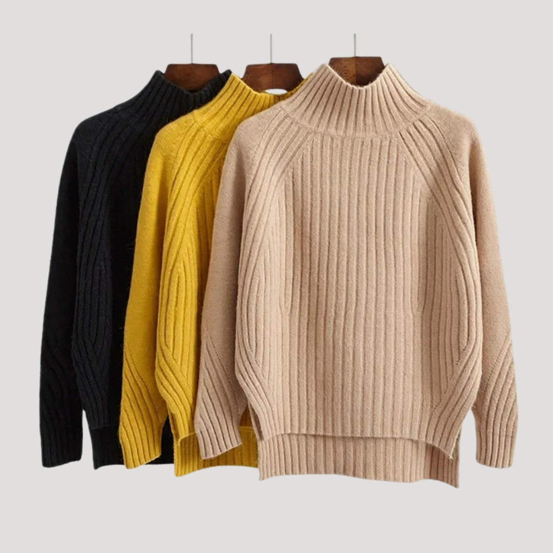High Neck Sweater – Ribbed Knit – Casual to Cosy Look
