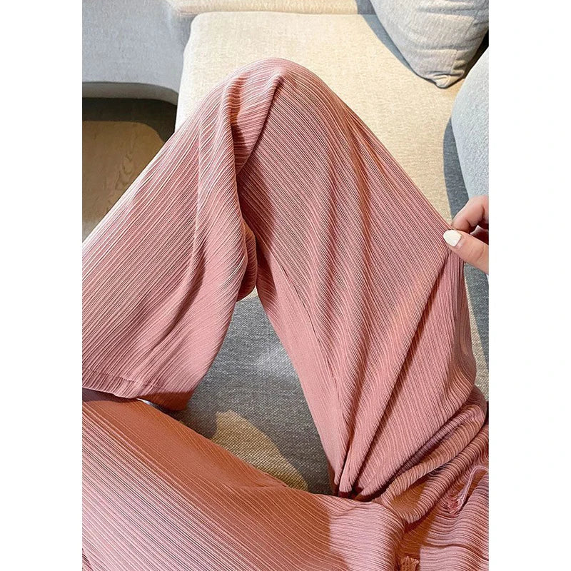 Palazzo Pants – Pleated Texture – Comfy Lounge Style