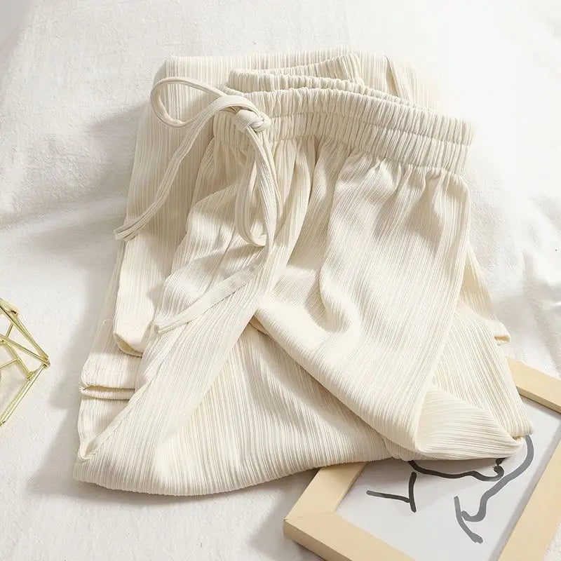 Palazzo Pants – Pleated Texture – Comfy Lounge Style