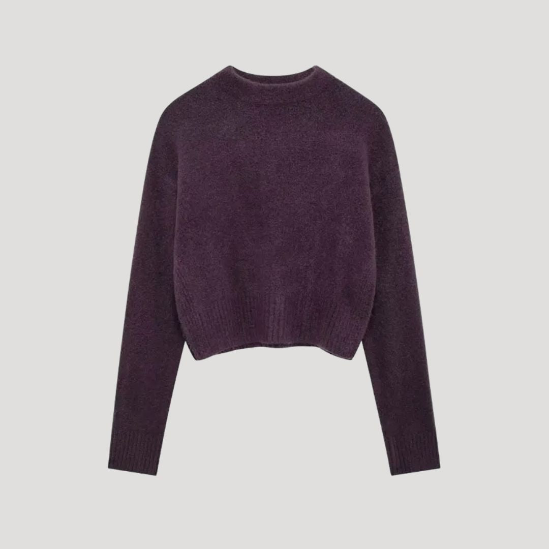 Mock Neck Sweater – Ribbed Hem – Soft Knit Winter Look