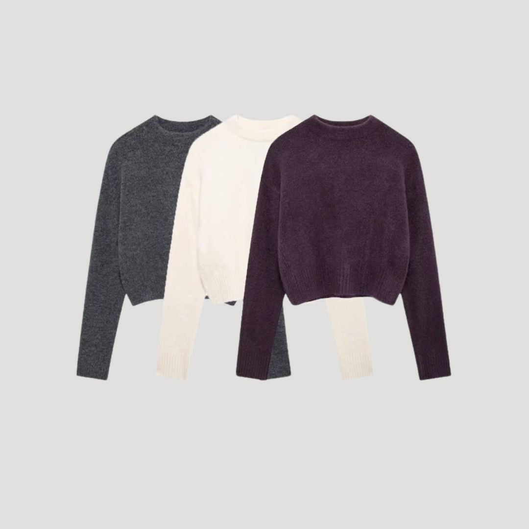 Mock Neck Sweater – Ribbed Hem – Soft Knit Winter Look