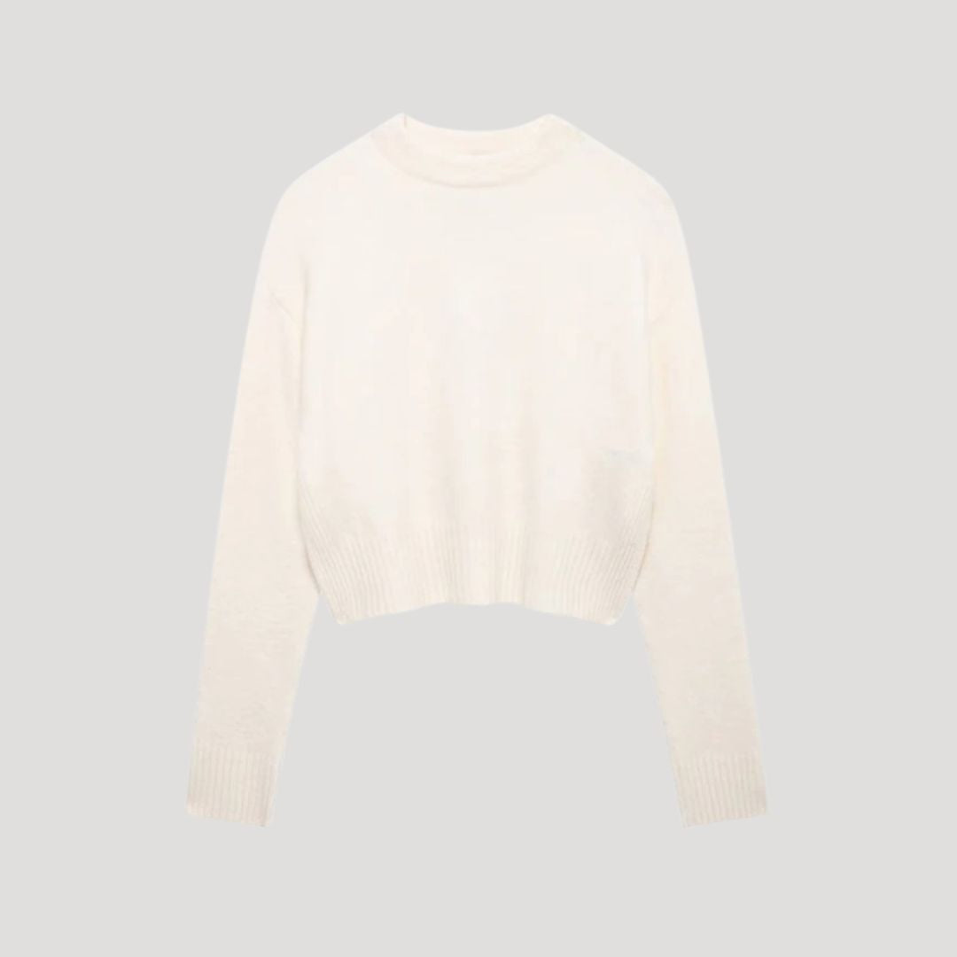 Mock Neck Sweater – Ribbed Hem – Soft Knit Winter Look