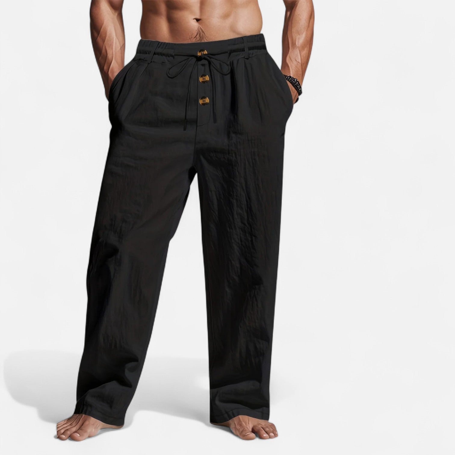 Linen Trousers – Adjustable Drawstring – Relaxed Summer Casual Style