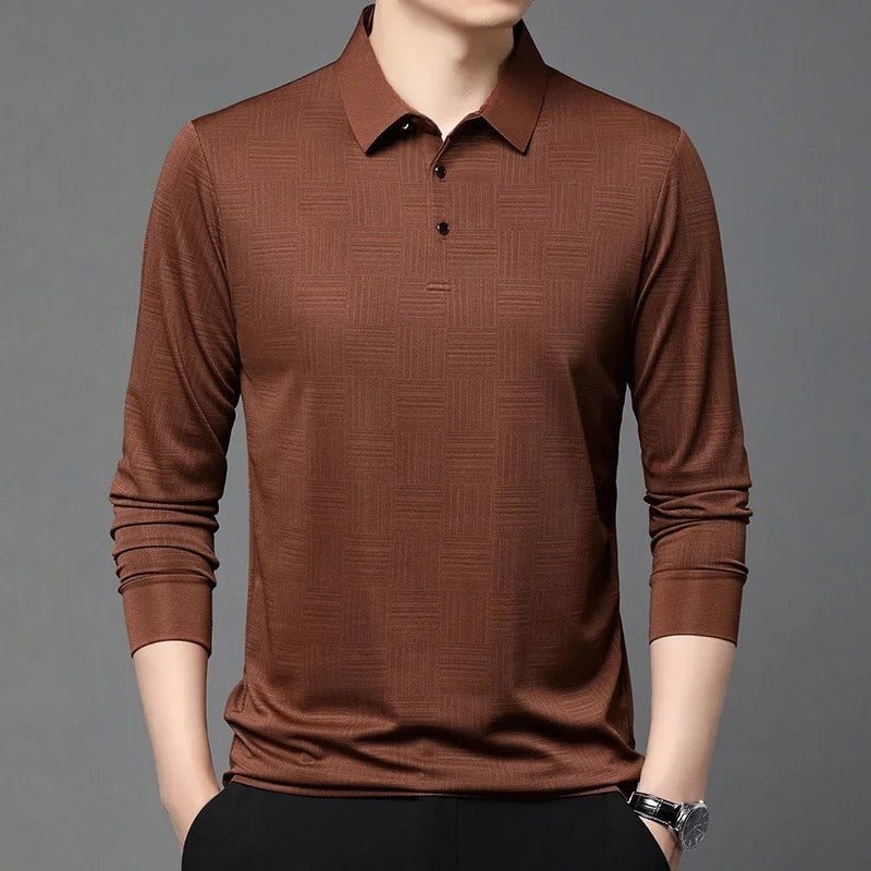 Long Sleeve Polo – Geometric Pattern – Modern Smart Style