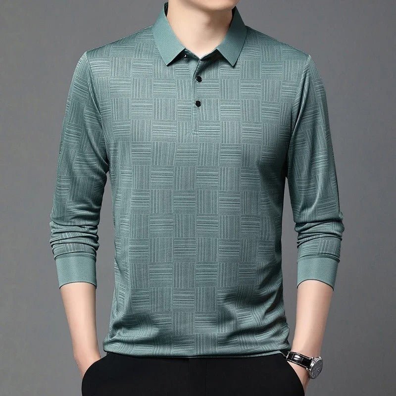 Long Sleeve Polo – Geometric Pattern – Modern Smart Style