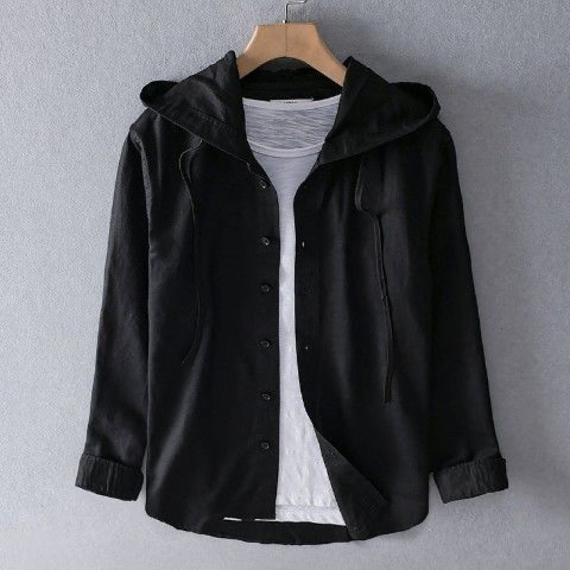 Linen Hoodie Shirt – Lightweight Layer – Casual Urban Style