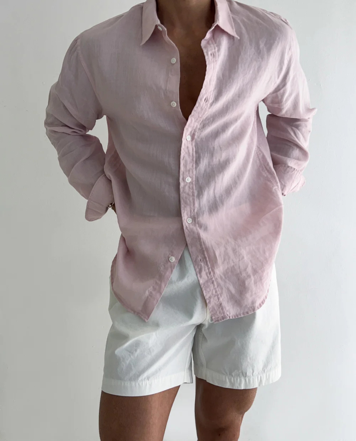 Men's Long Sleeve Linen Blend Shirt