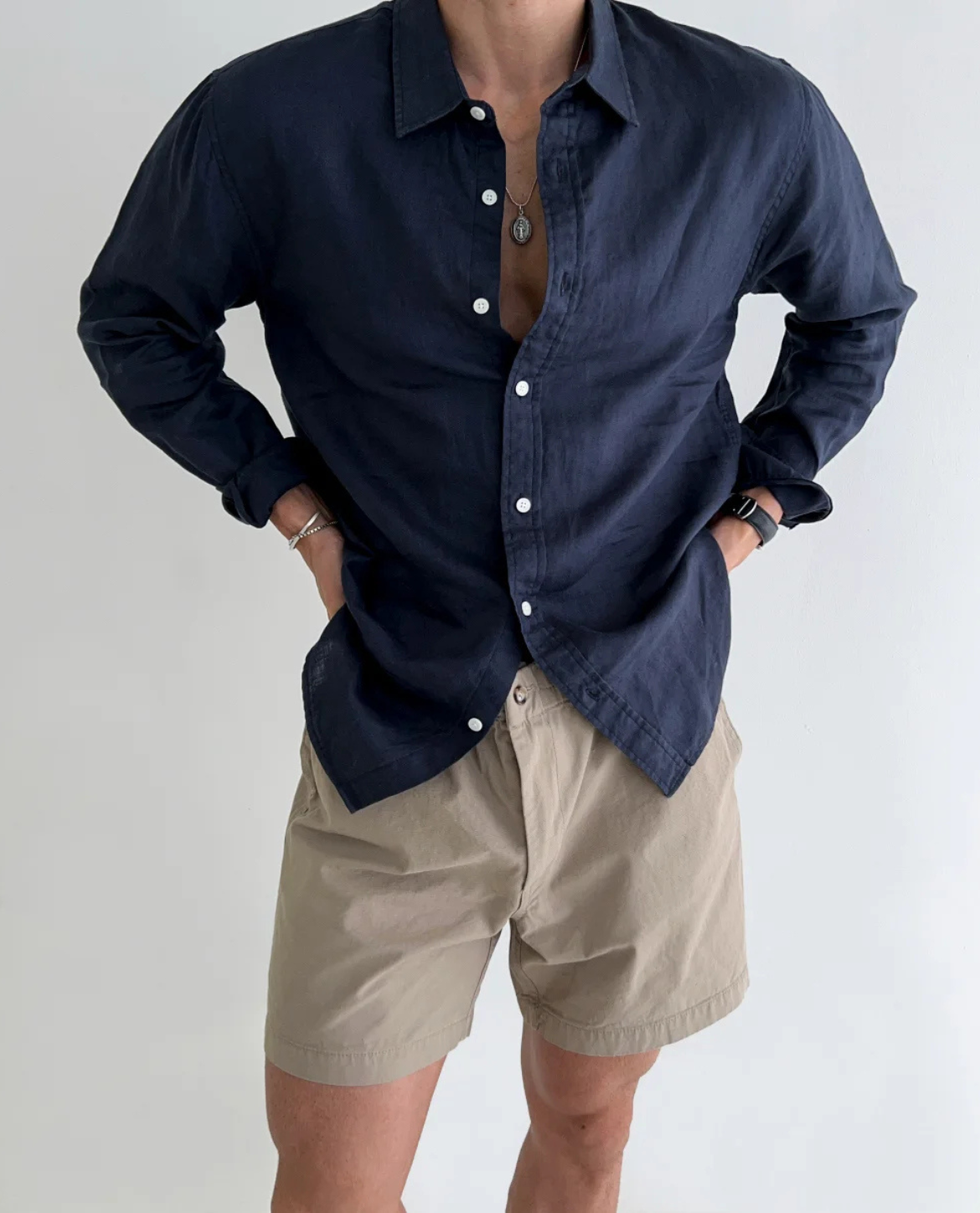 Men's Long Sleeve Linen Blend Shirt