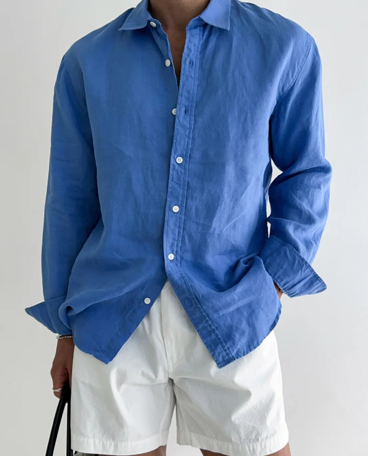 Men's Long Sleeve Linen Blend Shirt