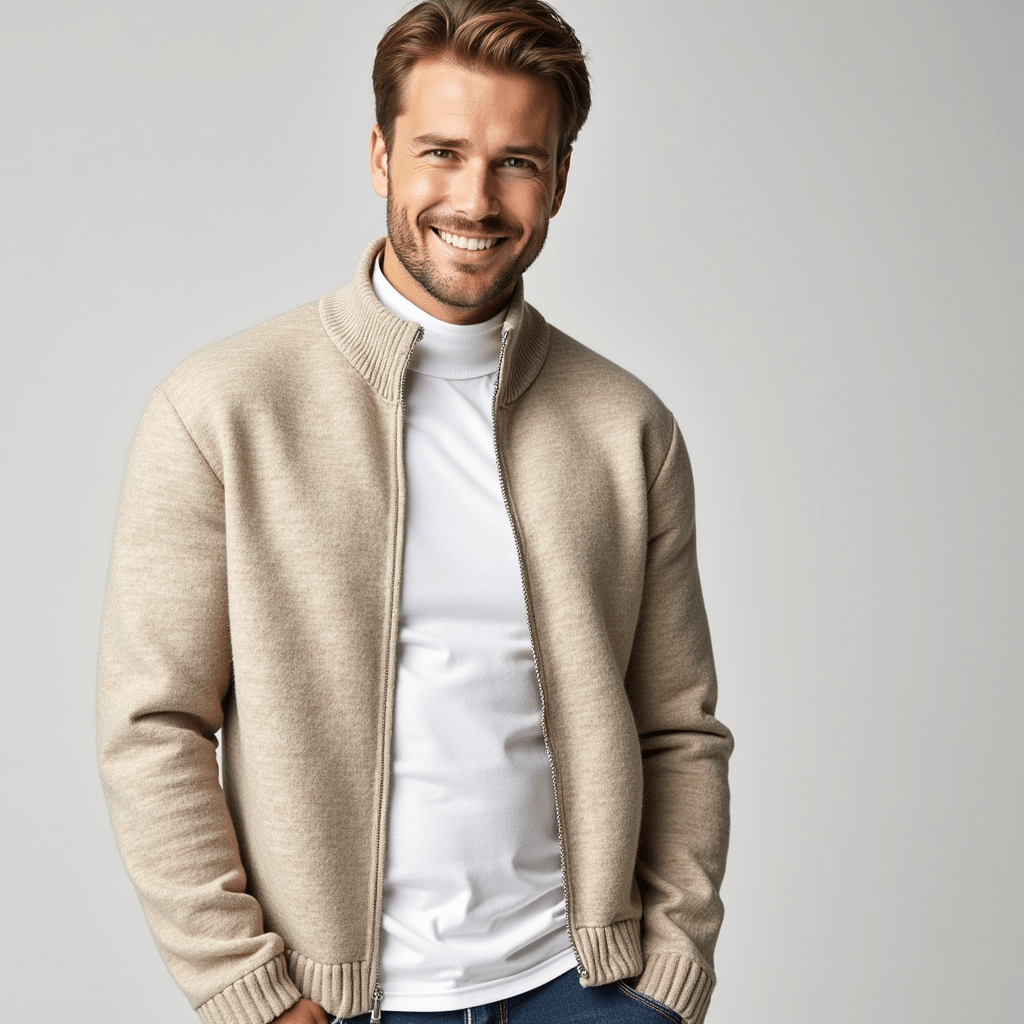 Men’s Zip Cardigan – Merino Wool – Smart Casual Knit
