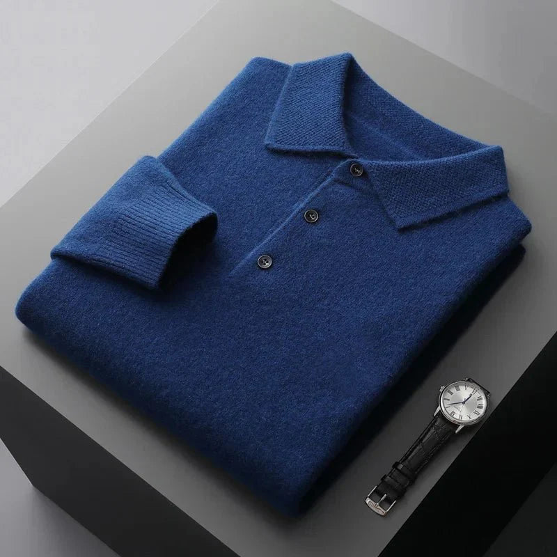 Men’s Merino Wool polo – Button Collar – Casual Smart Look