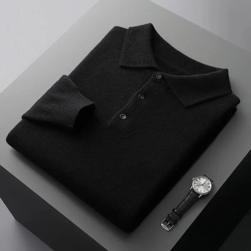 Men’s Merino Wool polo – Button Collar – Casual Smart Look