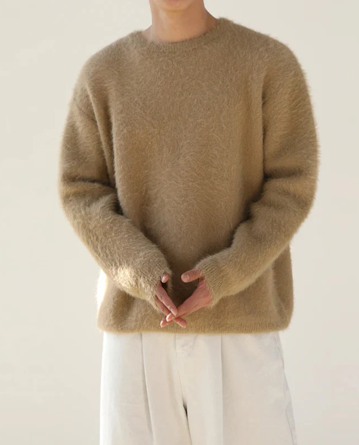 Mohair Blend Crew Neck Men's Sweater