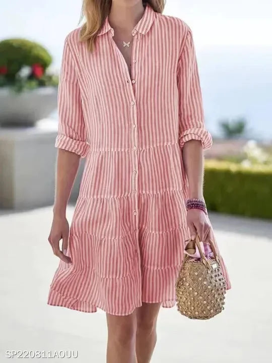 Oversized Dress – Striped Design – Casual Weekend Chic