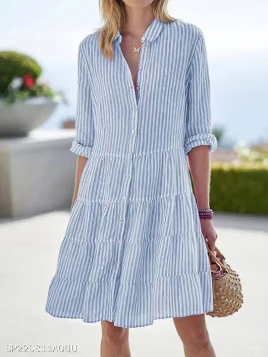 Oversized Dress – Striped Design – Casual Weekend Chic