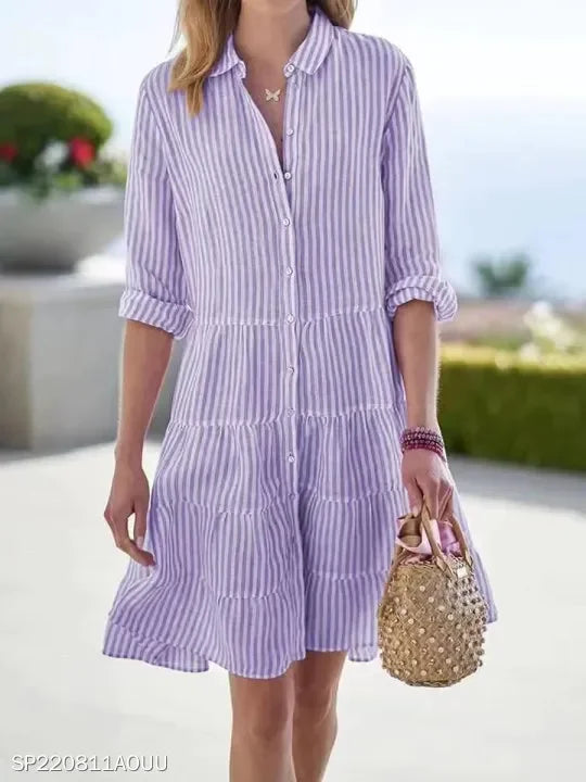 Oversized Dress – Striped Design – Casual Weekend Chic