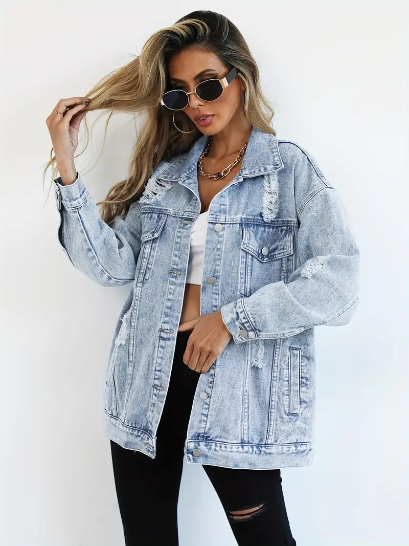 Denim Jacket – Distressed Look – Oversized Street Style