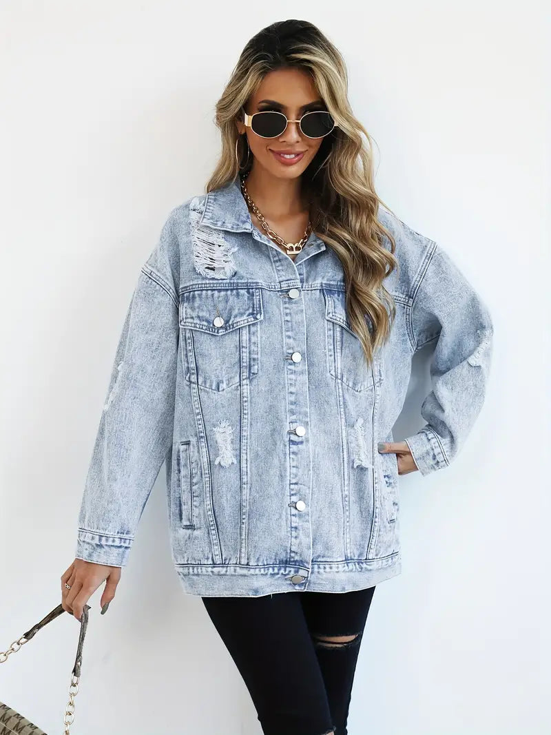 Denim Jacket – Distressed Look – Oversized Street Style