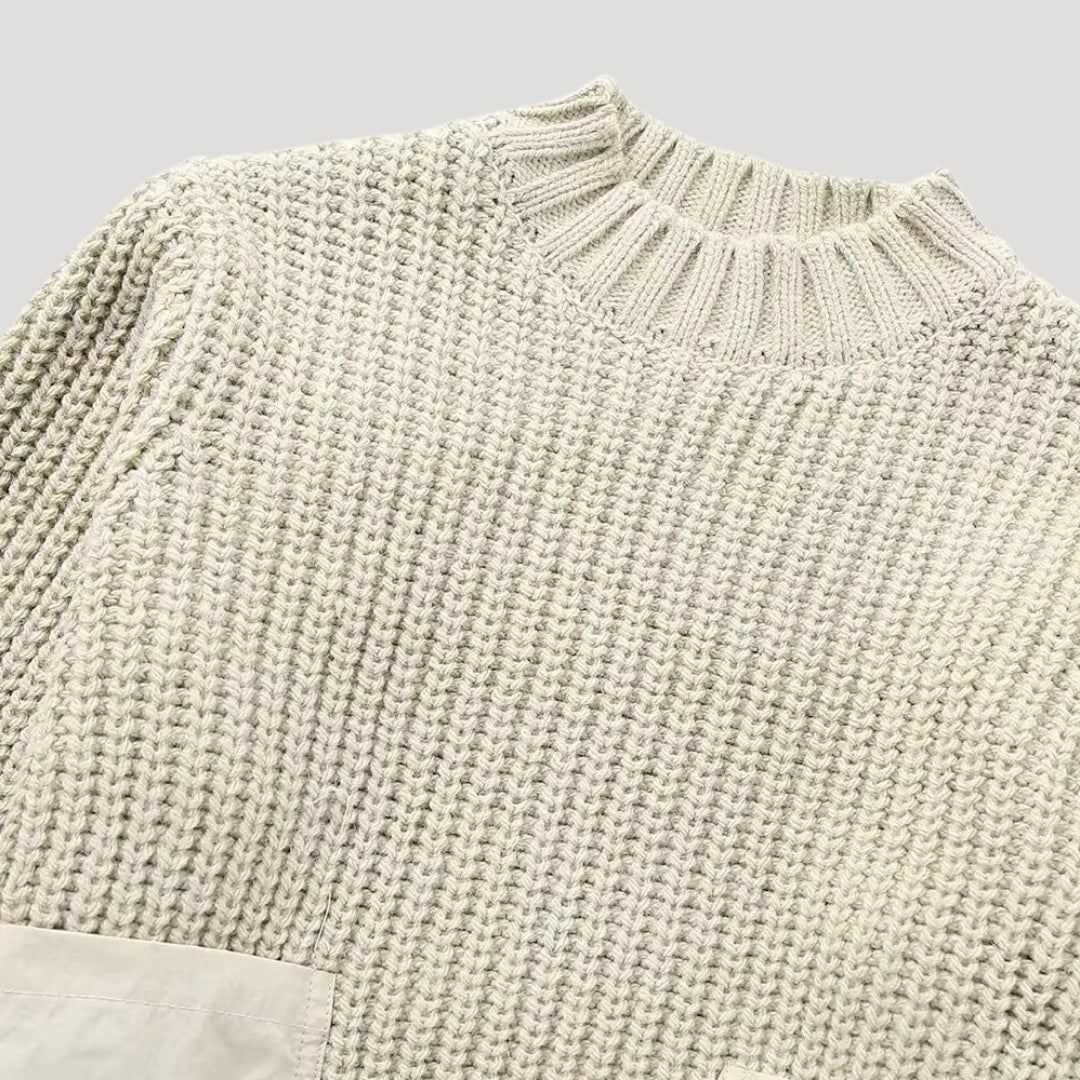 Chunky Knit Sweater – Roll Neck – Cosy Pocket Detail
