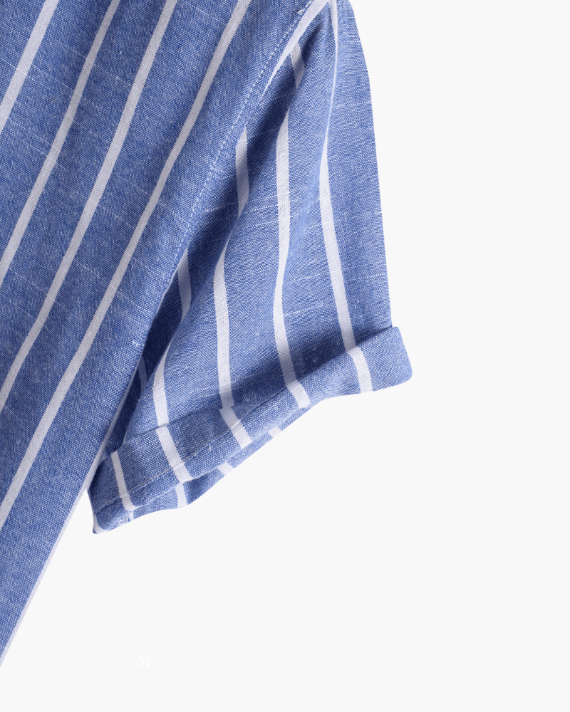 Linen Blend Shirt – Vertical Stripes – Relaxed Summer Look