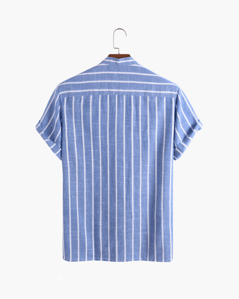 Linen Blend Shirt – Vertical Stripes – Relaxed Summer Look