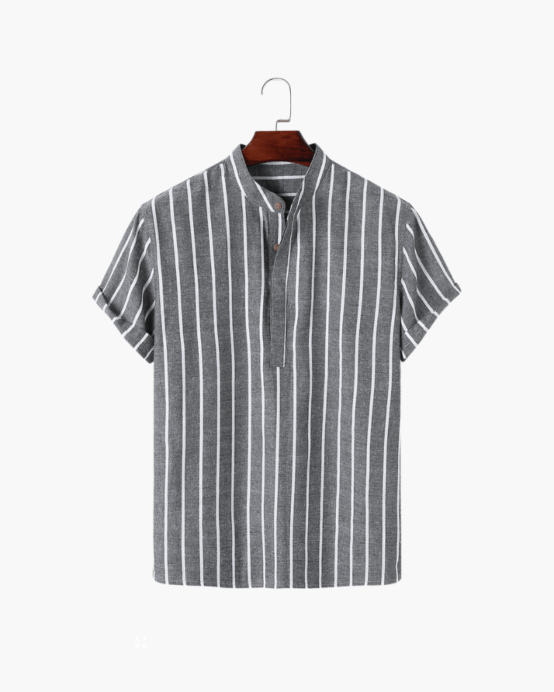 Linen Blend Shirt – Vertical Stripes – Relaxed Summer Look