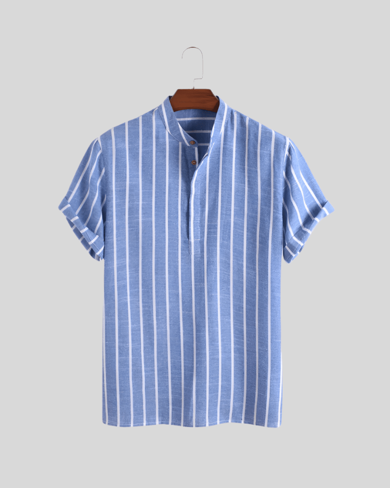 Linen Blend Shirt – Vertical Stripes – Relaxed Summer Look