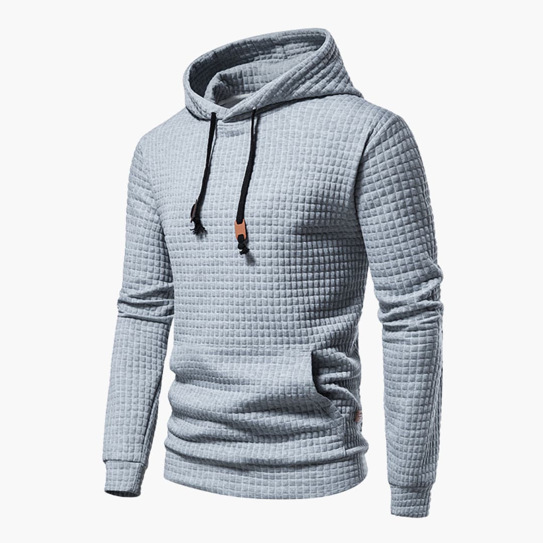 Men’s Hoodie – Quilted Texture – White Casual Fit