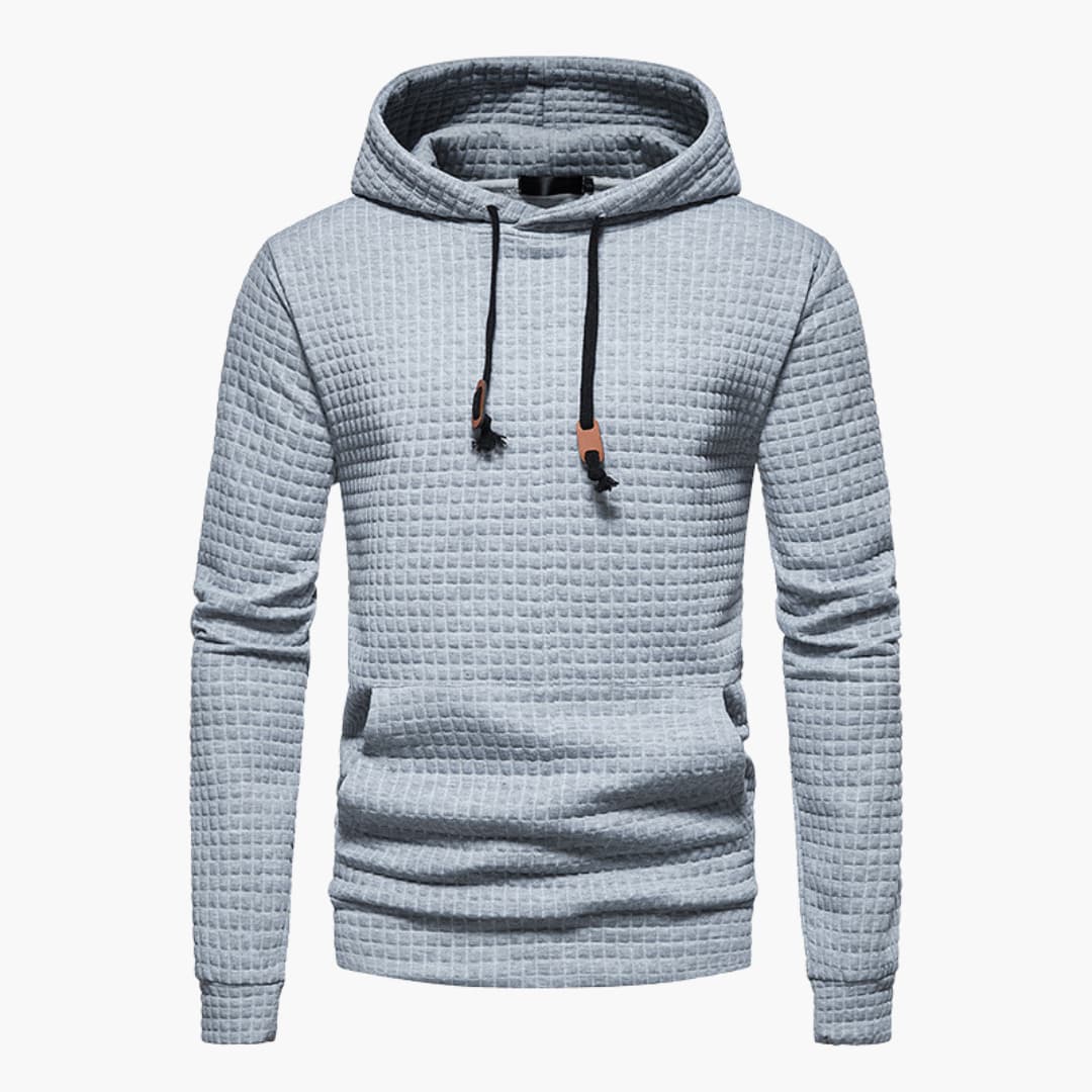 Men’s Hoodie – Quilted Texture – White Casual Fit